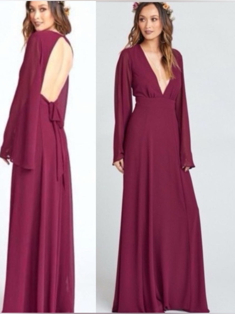 NWT Show Me Your Mumu Purple Venus Long Sleeve Flare Maxi Dress